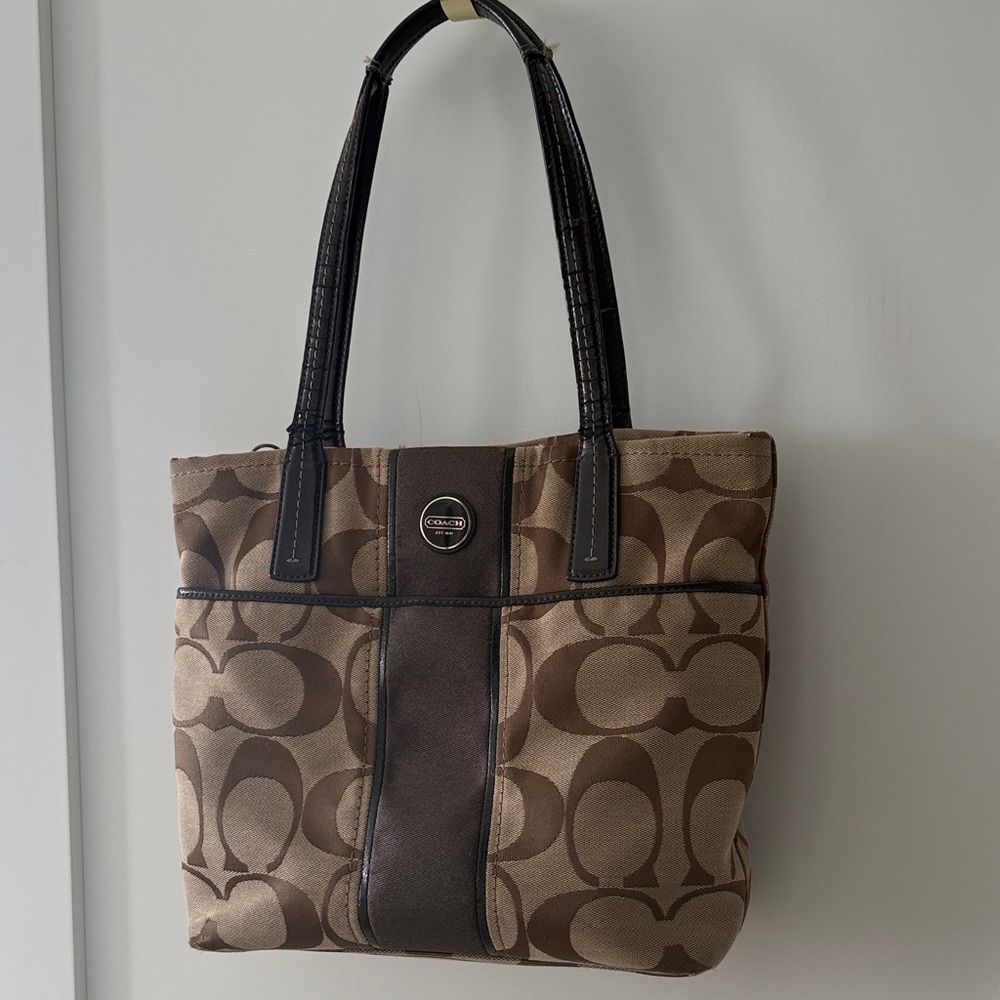 Coach Tan and Brown Signature Tote